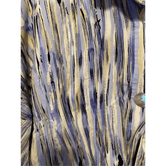 Damee Inc. S Blazer Jacket Blue Striped Wire Collar Bell Sleeves Career abstract - Picture 6 of 8